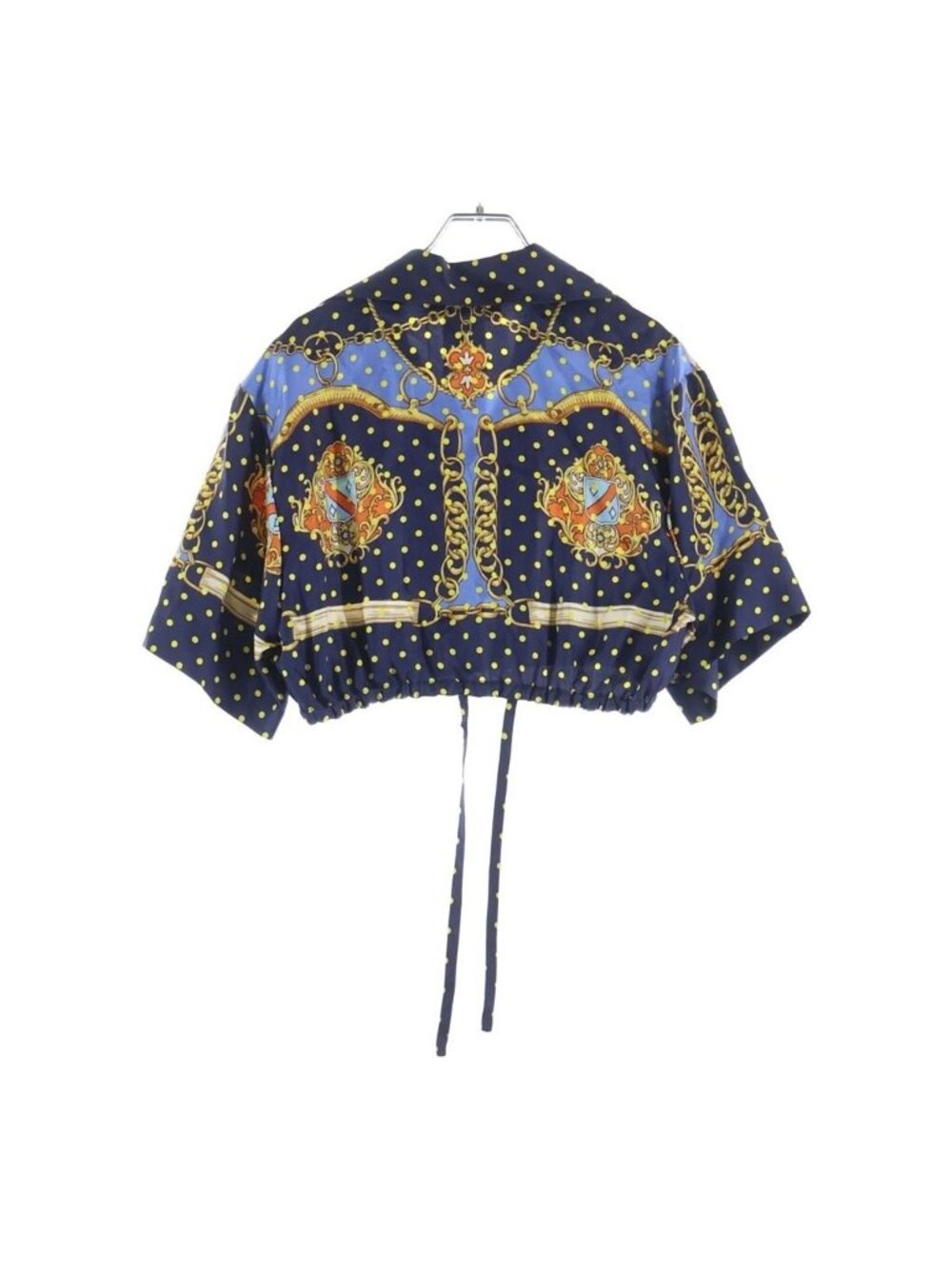 Gucci Short Zanur Silk Shirt Navy 38 - Picture 2 of 9